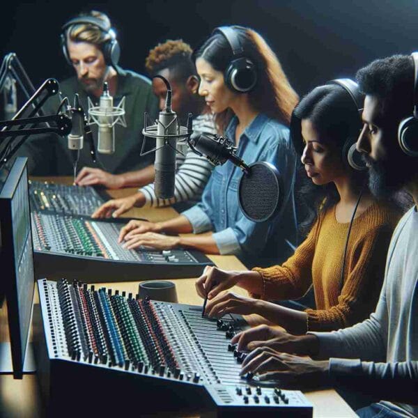 An image illustrating Como Misturar Vozes em Podcast para Resultados Incríveis