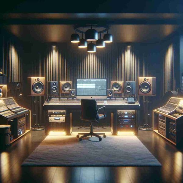 An image illustrating Equipamentos Essenciais para Home Studio em 2025